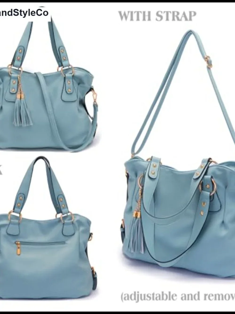 Women's Hobo Tote Bag Set of 4 Faux Leather Vegan Handbag Purse